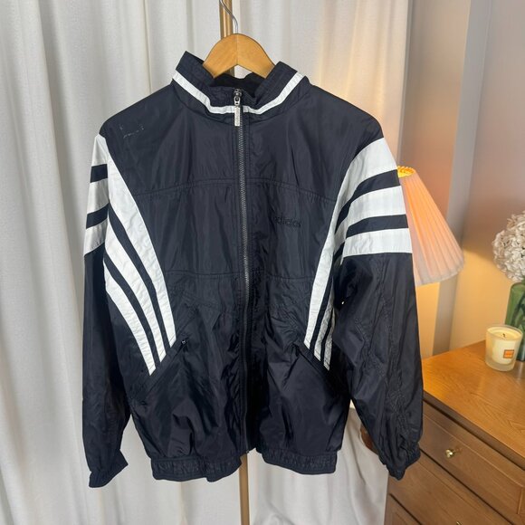 Vintage Adidas 3-Stripe Windbreaker Full Zip Track Jacket Medium - Picture 8 of 11